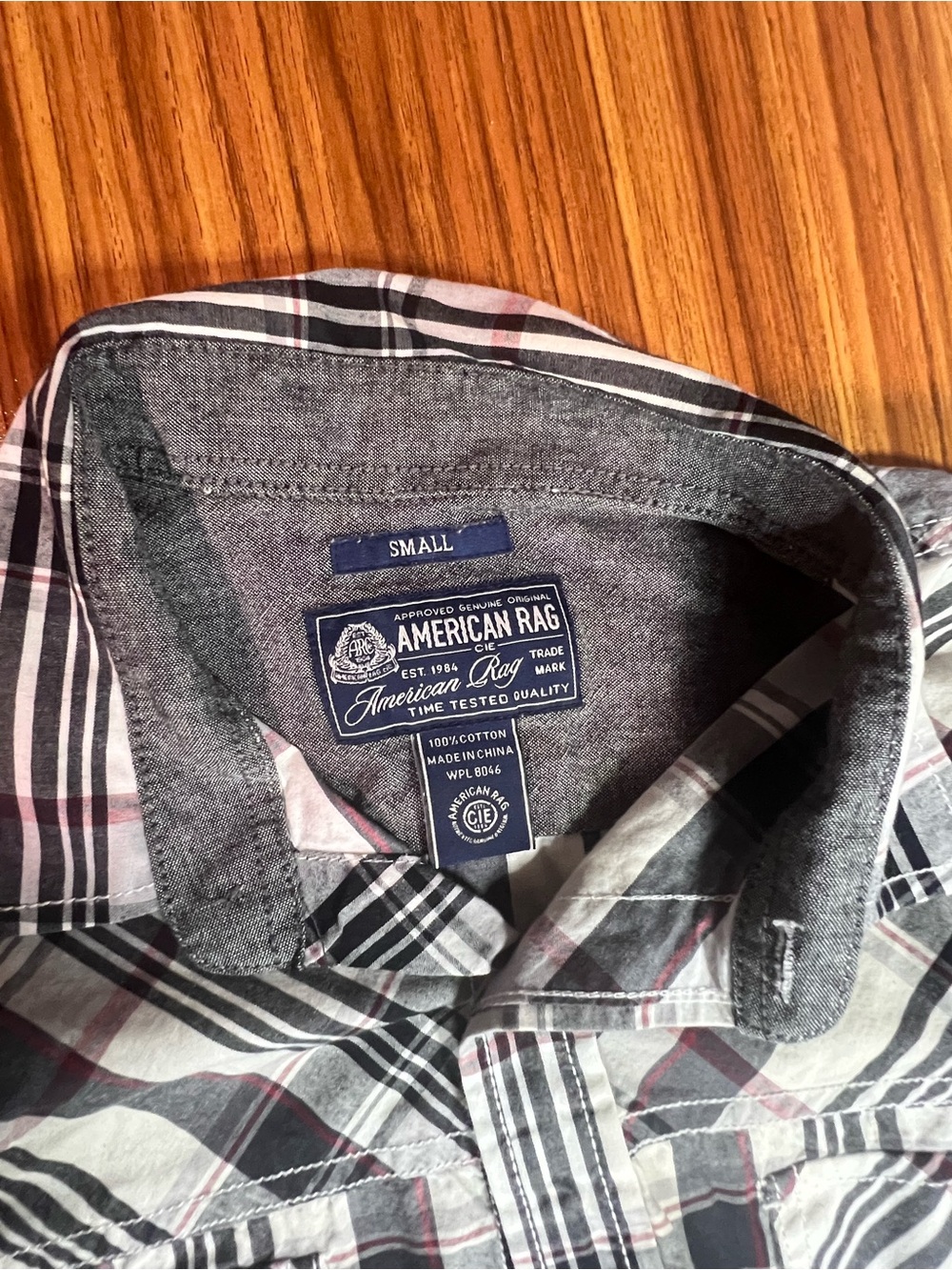 American Rag Men’s Plaid Button-Down Shirt in Gray, Black & Pink
